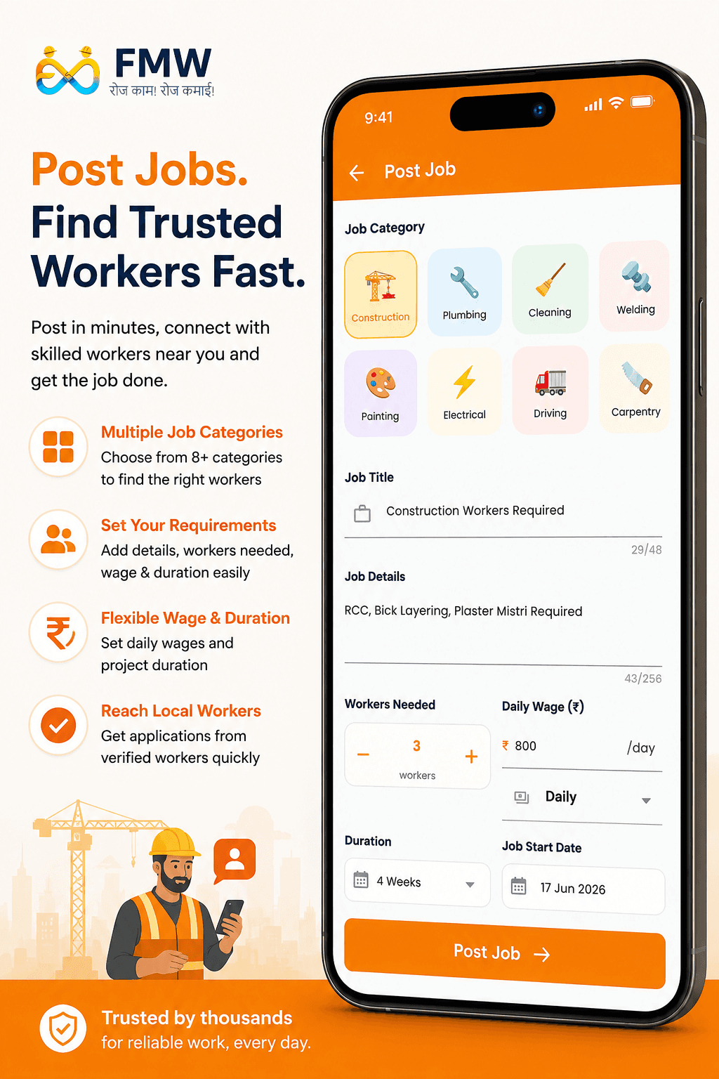 Post Jobs. Find Trusted Workers Fast.